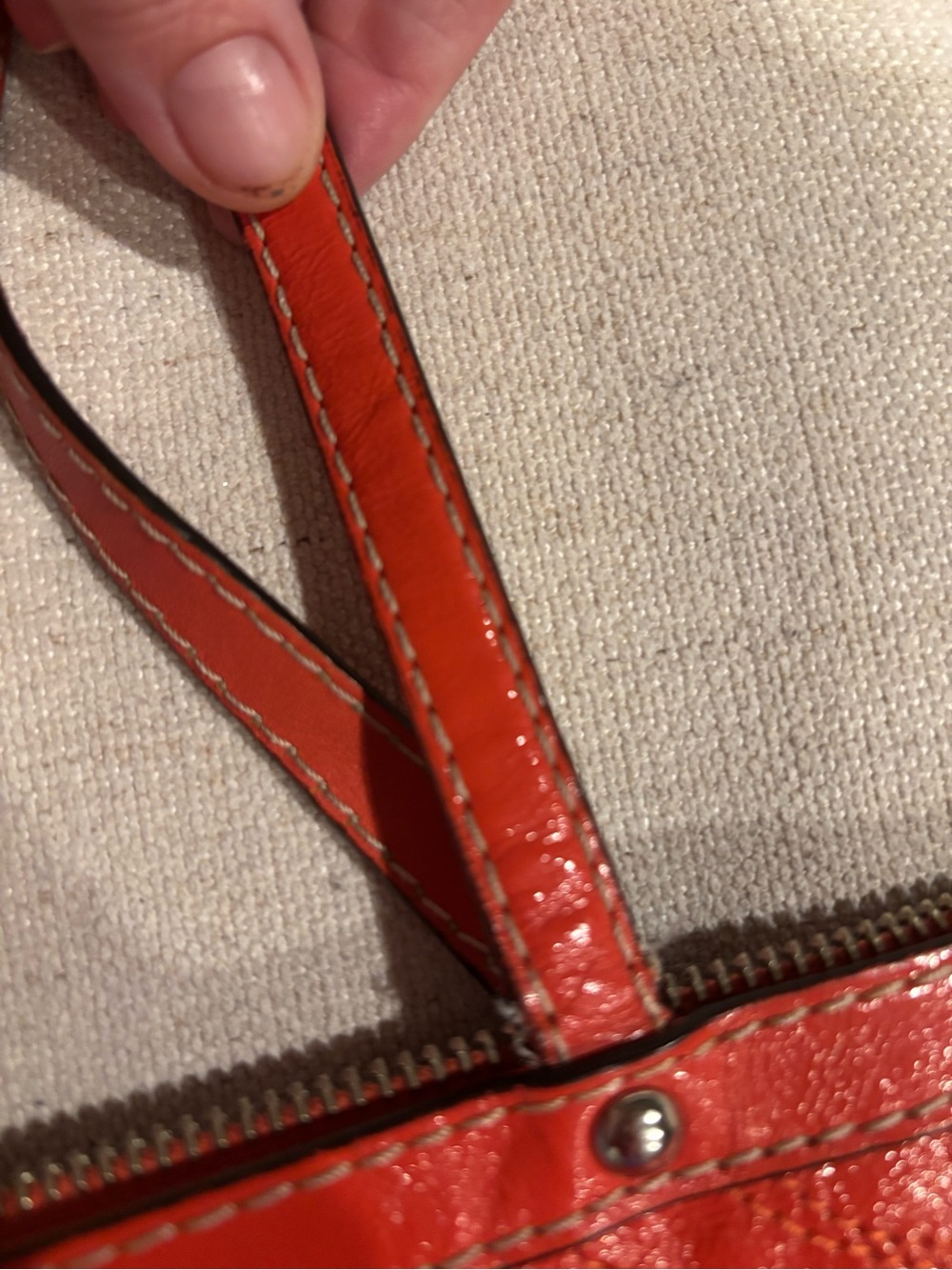 LOW START!🔥Coach Orange Patent Leather Tote with Signature Charm - Picture 10 of 13